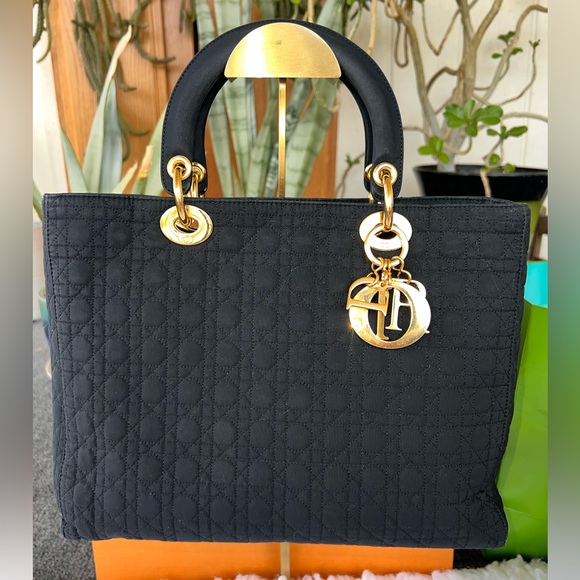 Dior Handbags - Lady Dior Cannage Bag In Black with pink insert unbranded and Dior dust bag
